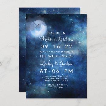 lunar sky full moon celestial galaxy stars wedding invitation