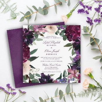 lush purple flowers | romantic wedding invitation