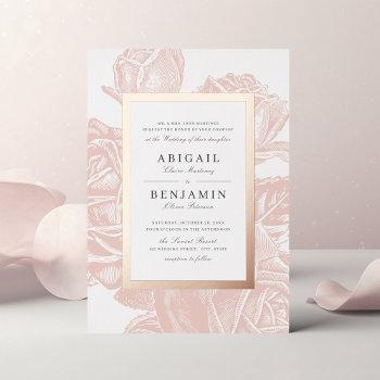 Small Luxe Blush Rose Gold Vintage Botanical Wedding Foil Front View