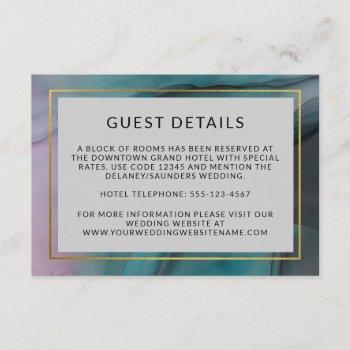 Small Luxe Ink Wash Jewel Tones Wedding Details Enclosure Card Front View