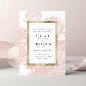 Small Luxe Rose Blush Gold Vintage Botanical Wedding Front View