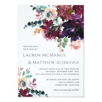 Small Luxurious Dark Wine Watercolor Bouquet Wedding Front View