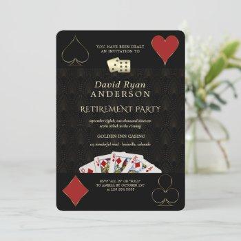 luxury casino vegas poker retirement party invitation