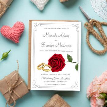luxury elegant red rose floral wedding invitation