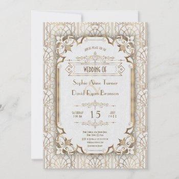 luxury gold art deco great 20s wedding invitation
