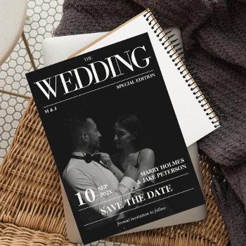 Small Magazine Editorial Newspaper Wedding Save The Date Front View