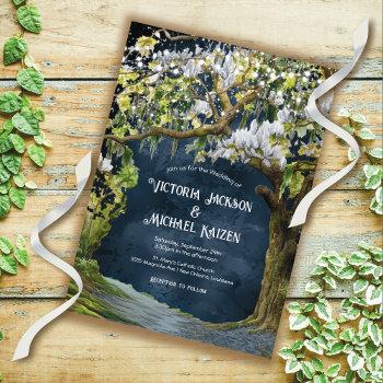 magnolia and moss southern evening wedding invitation