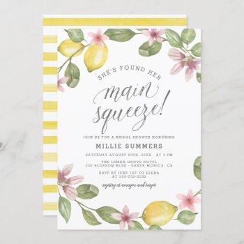 main squeeze floral lemon wreath bridal shower invitation