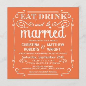 mango orange eat drink be married wedding invites