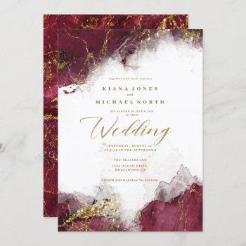 marble glitter wedding burgundy gold id644 invitation