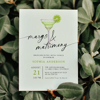 margs & matrimony green lime bridal shower invitation