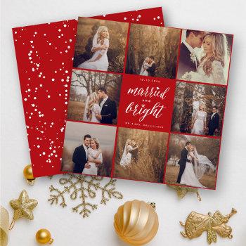 married and bright 8 photo collage modern wedding holiday card
