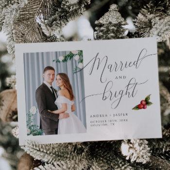 Small Married And Bright Mistletoe Photo Holiday Front View