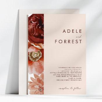 marsala autumn floral | blush wedding invitation