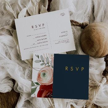 marsala autumn floral navy song request rsvp card