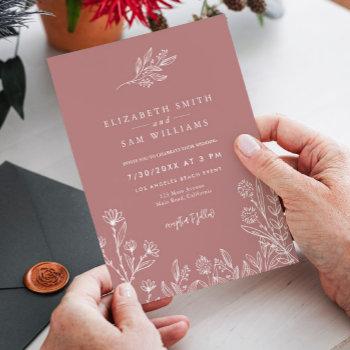 marsala blush modern simple wedding invitation