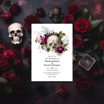 Small Marsala Floral Skull Halloween Gothic Wedding Front View
