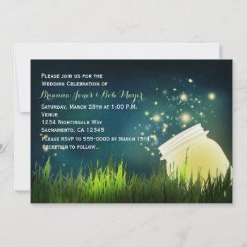 mason jar & fireflies night wedding invitation