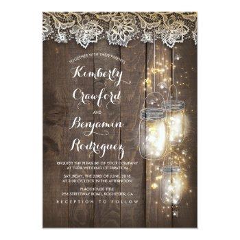 Small Mason Jar Firefly Lights And Lace Rustic Wedding Front View