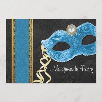 Small Masquerade Party  - Teal & Gold Front View