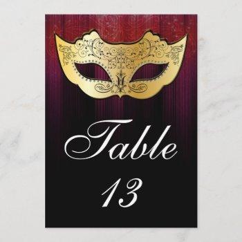 masquerade table number card