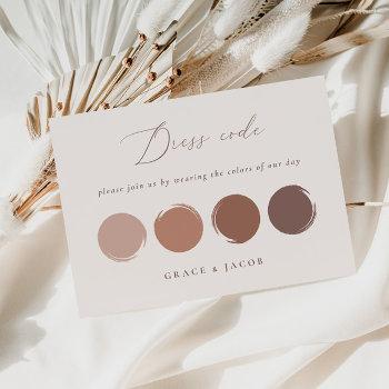 mauve, brunt orane & bronze rose dress code card