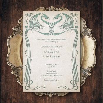 medieval dragon wedding invitation