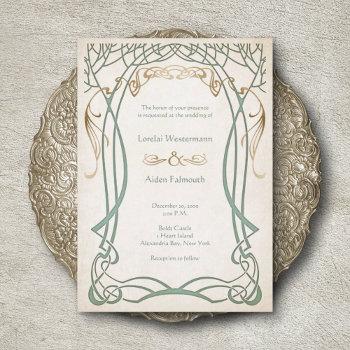 medieval fantasy trees wedding invitation