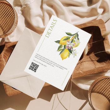 Small Mediterranean Italy Lemon Vibrant Wedding Details Enclosure Card Front View