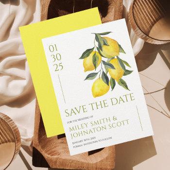 Small Mediterranean Italy Lemon Wedding Save The Date Front View