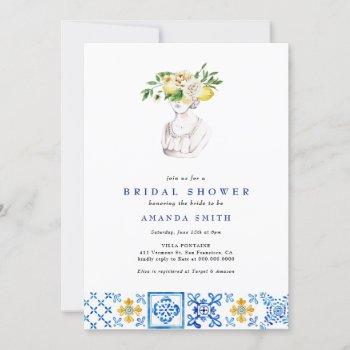 mediterranean tile main squeze lemon bridal shower invitation