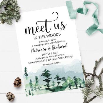 meet us in the woods outdoor wedding invitation
