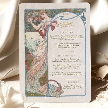 Small Menu Art Nouveau Wedding Dinner By Mucha Front View