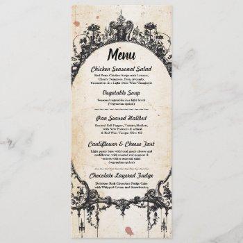menu wedding reception gothic frame halloween invitation
