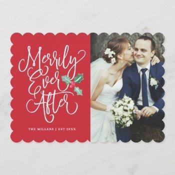 Small Merrily Ever After Wedding Holiday/thank You Photo Front View