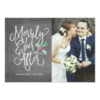 Small Merrily Ever After Wedding Holiday/thank You Photo Front View