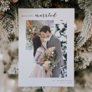 Small Merrily Married Minimalist Winter Wedding Photo Holiday Front View