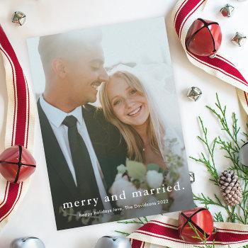 merry and married simple wedding photo christmas holiday card