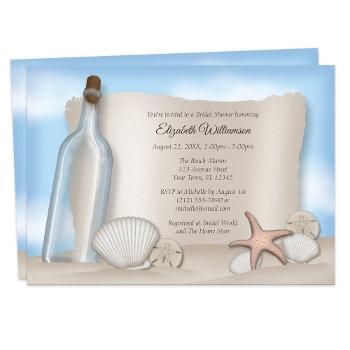 message from a bottle beach bridal shower invitation