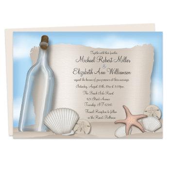 message from a bottle - beach wedding invitations