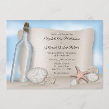 message from a bottle beach wedding invitations