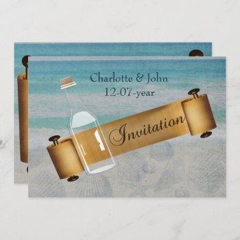 message in a bottle beach wedding invitation