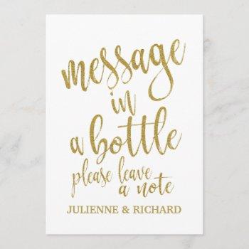 message in a bottle gold affordable wedding sign invitation