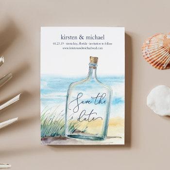 message in a bottle save the date card