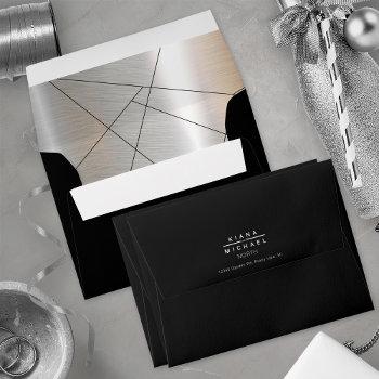 metallic geometric wedding silver/black id648 envelope