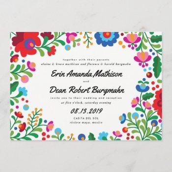 mexican embroidery colorful wedding invitation