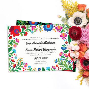 mexican embroidery colorful wedding invitation