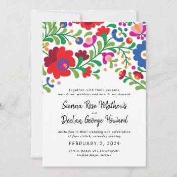 mexican embroidery wedding invitation