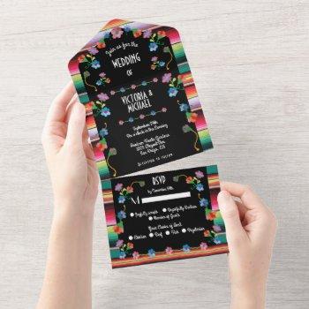 mexican fiesta embroidery floral wedding all in on all in one invitation