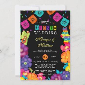 mexican fiesta vivid watercolor florals wedding invitation